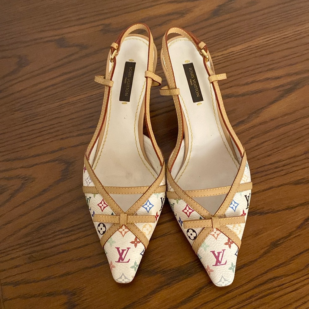 Authentic Louise Vuitton vintage multicolor sling back size 36